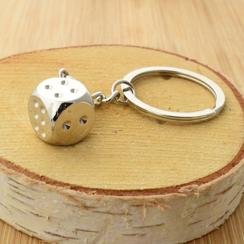Porte-clés dé de jeu argenté Porte-clés dé de jeu argenté