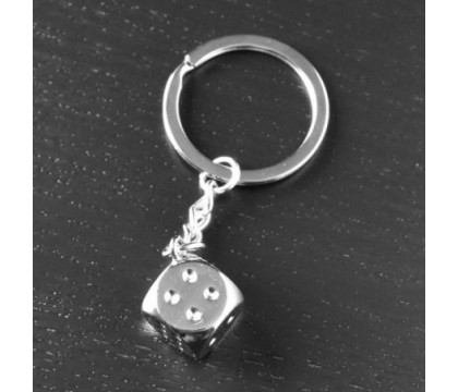 Porte-clés dé de jeu argenté Porte-clés dé de jeu argenté