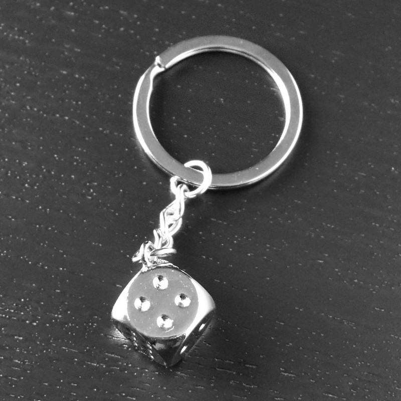 Porte-clés dé de jeu argenté Porte-clés dé de jeu argenté