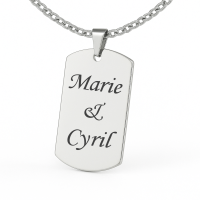 Collier plaque militaire acier poli gravure personnalisée