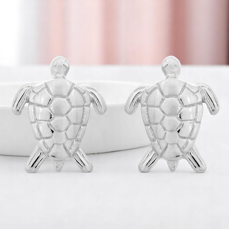 Boucles d'oreilles tortue Argent 925 Rhodié