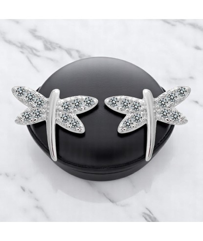 Boucles d'oreilles libellule sertie d'oxyde de zirconium Argent 925 Rhodié