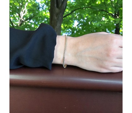 Bracelet fin maille anglaise Plaqué OR 750 3 microns