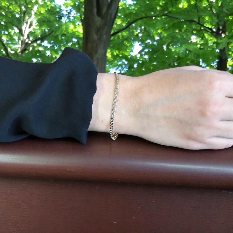 Bracelet fin maille anglaise Plaqué OR 750 3 microns
