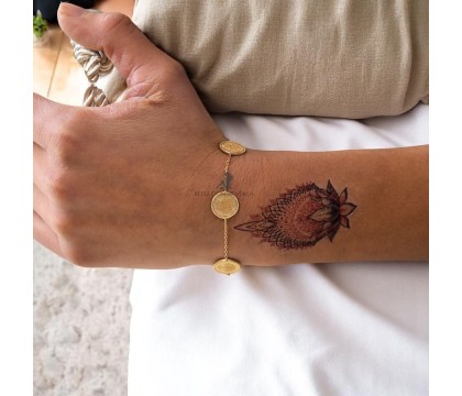 Bracelet arbre de vie 4 médailles rondes Plaqué OR 750 3 microns