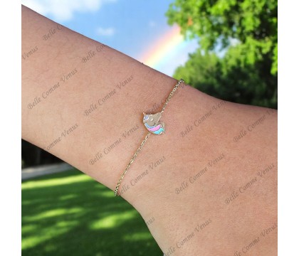 Bracelet tête de licorne émail coloré Plaqué OR 750 3 microns