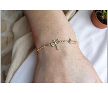 Bracelet libellule oxyde de zirconium Plaqué OR 750 3 microns