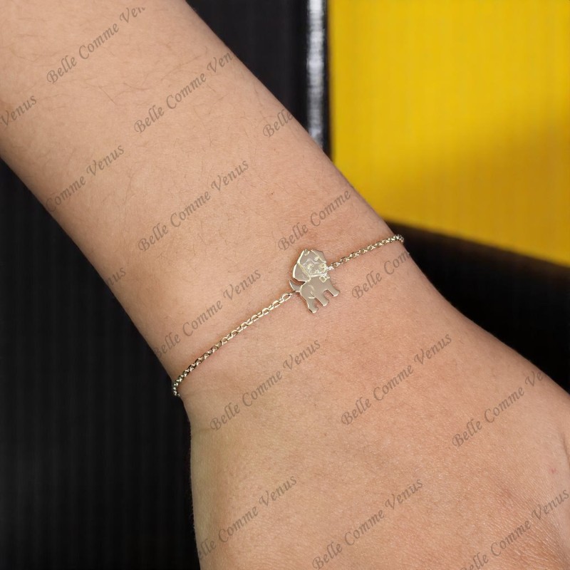 Bracelet petit chien souriant Plaqué OR 750 3 microns