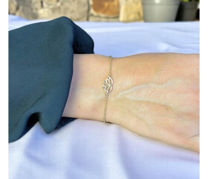 Bracelet fleur de lotus Plaqué OR 750 3 microns