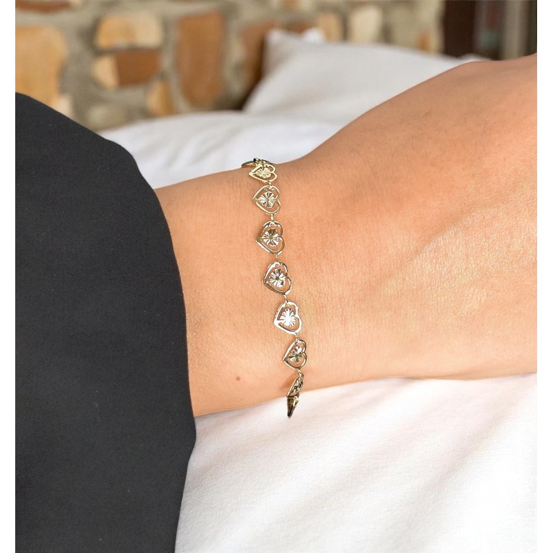 Bracelet suite de coeurs Plaqué OR 750 3 microns