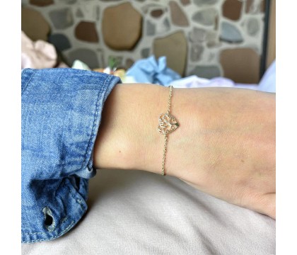 Bracelet arbre de vie dans un coeur Plaqué OR 750 3 microns