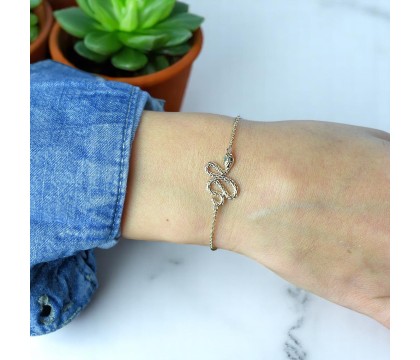 Bracelet serpent yeux d'oxydes de zirconium verts Plaqué OR 750 3 microns