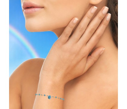 Bracelet goutte d'eau apatite pierre naturelle suite de perles Plaqué OR 750 3 microns