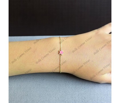 Bracelet étoile émail coloré Plaqué or 750 3 microns