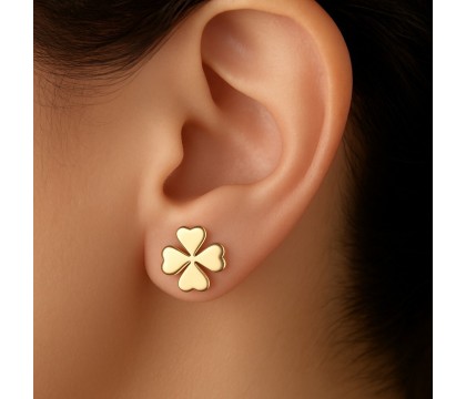 Boucles d'oreilles Trèfle de coeurs Plaqué OR 750 3 microns
