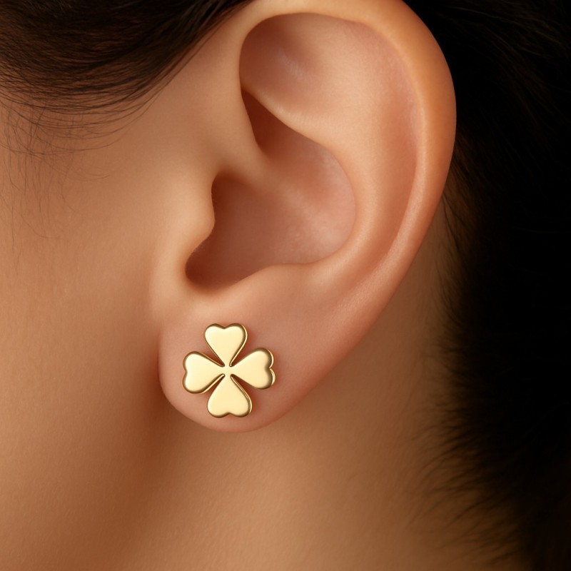 Boucles d'oreilles Trèfle de coeurs Plaqué OR 750 3 microns