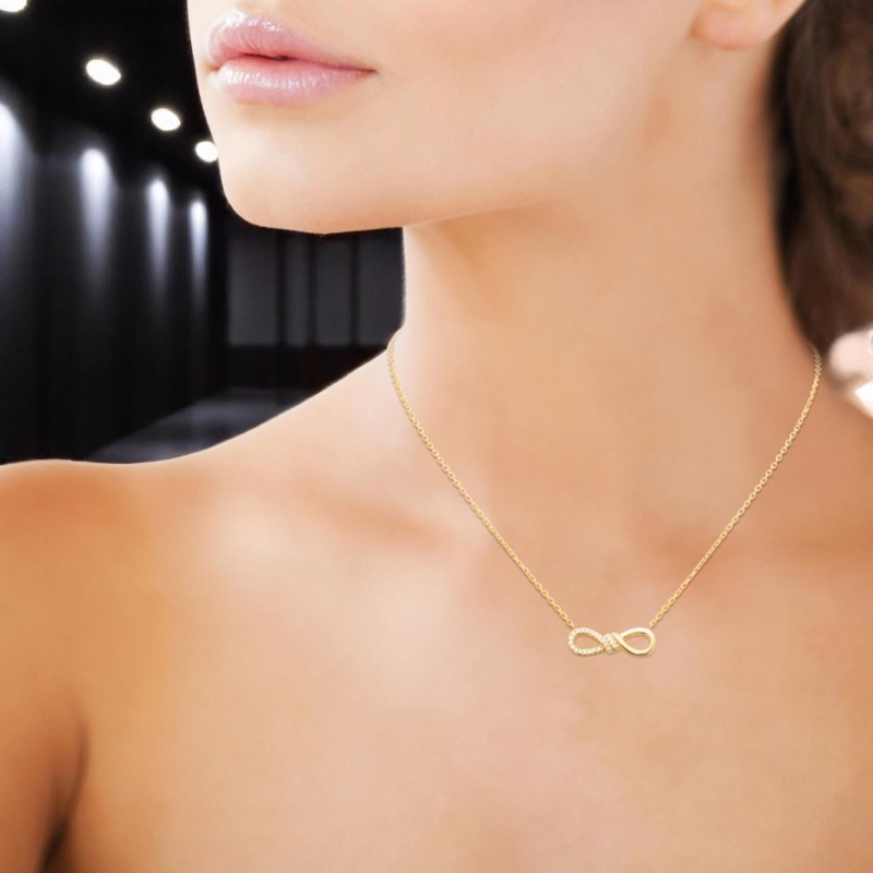 Collier infini oxydes de zirconiums Plaqué OR 750 3 microns