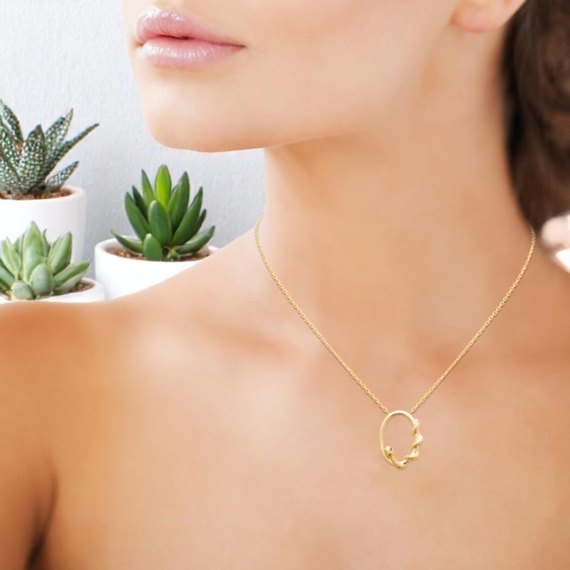 Collier serpent yeux strass vert Plaqué OR 750 3 microns
