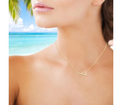 Collier infini et oxyde de zirconium Plaqué OR 750 3 microns
