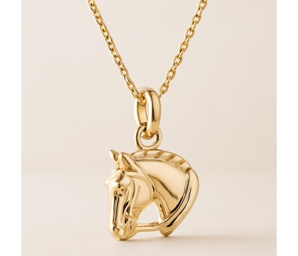 Collier buste de cheval Plaqué OR 750 3 microns