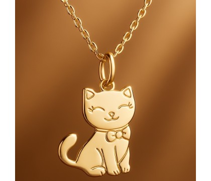 Collier chat pour enfant Plaqué OR 750 3 microns