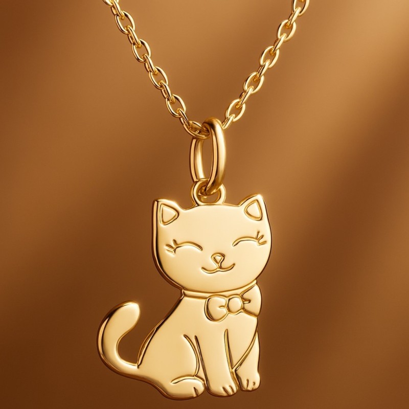 Collier chat pour enfant Plaqué OR 750 3 microns