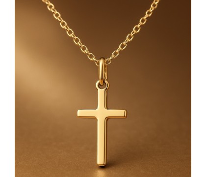Collier pendentif croix Plaqué OR 750 3 microns