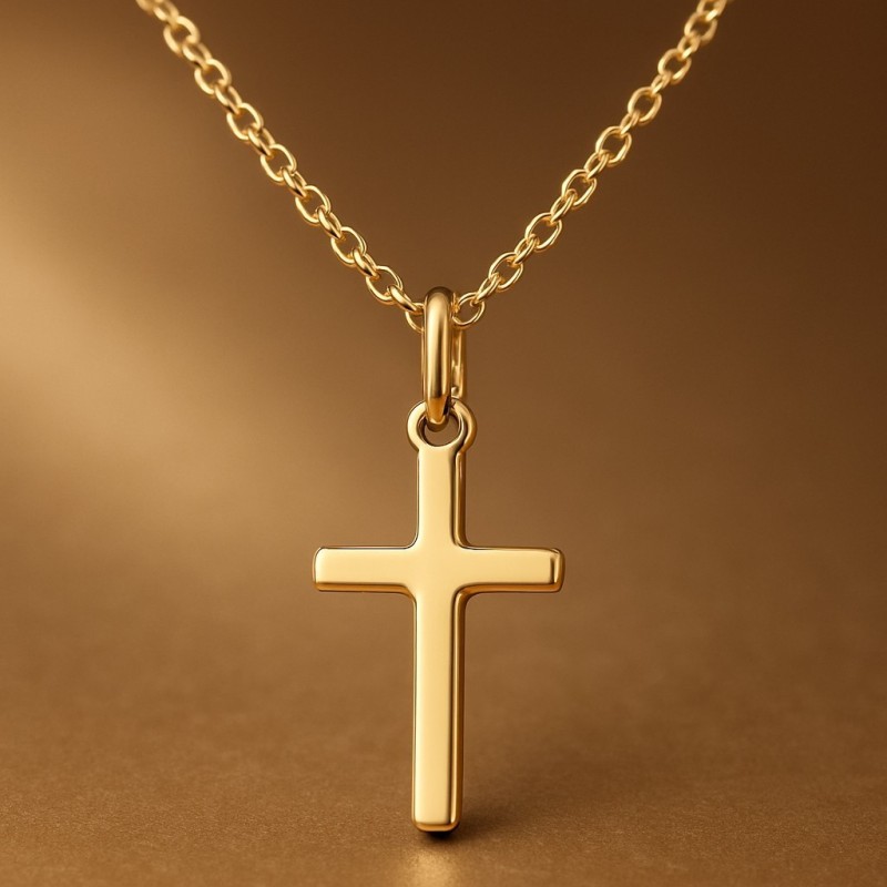 Collier pendentif croix Plaqué OR 750 3 microns