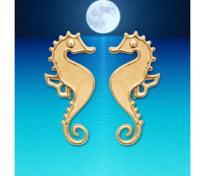 Boucles d'oreilles hippocampe cheval de mer Plaqué OR 750 3 microns