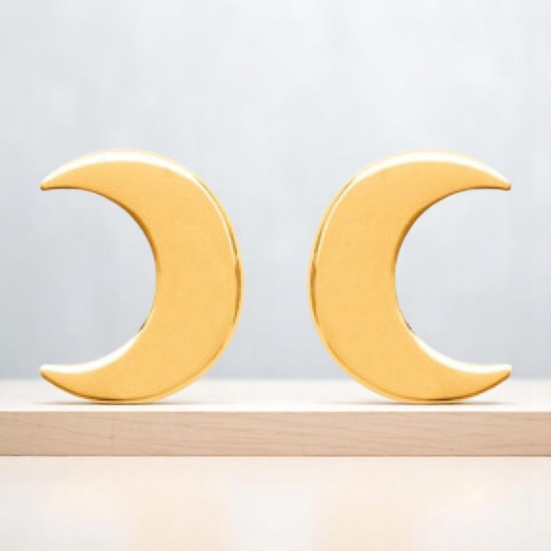 Boucles d'oreilles croissant de lune Plaqué OR 750 3 microns