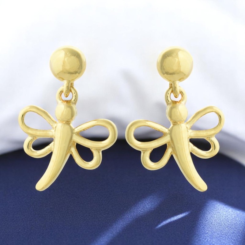 Boucles d'oreilles libellule Plaqué OR 750 3 microns
