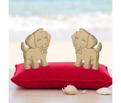 Boucles d'oreilles petit chien souriant Plaqué or 750 3 microns