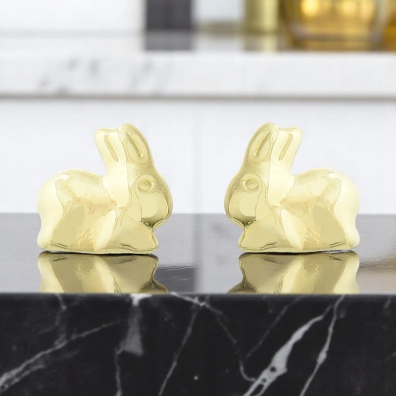 Boucles d'oreilles petit lapin Plaqué OR 750 3 microns