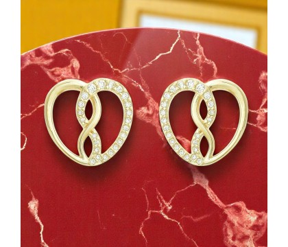 Boucles d'oreilles coeur d'infini serti d'oxydes de zirconium Plaqué OR 750 3 microns