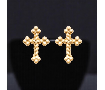 Boucles d'oreilles croix trèfle Plaqué OR 750 3 microns