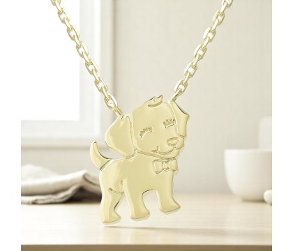 Collier petit chien souriant Plaqué OR 750 3 microns