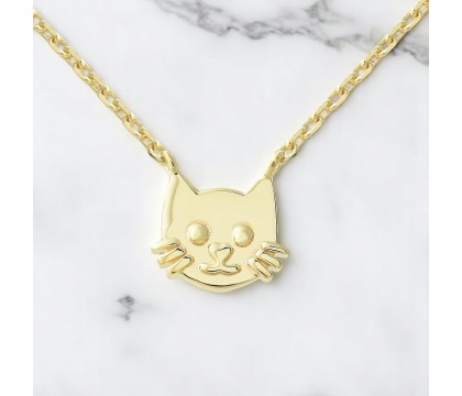 Collier tête de chat Plaqué OR 750 3 microns