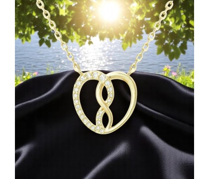 Collier coeur d'infini serti d'oxydes de zirconium Plaqué OR 750 3 microns