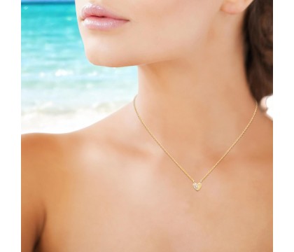 Collier petit coeur et goutte d'oxyde de zirconium Plaqué OR 750 3 microns