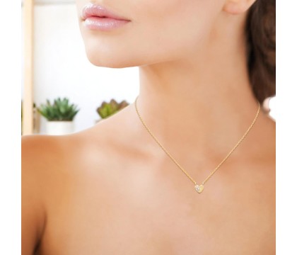Collier petit coeur et goutte d'oxyde de zirconium Plaqué OR 750 3 microns