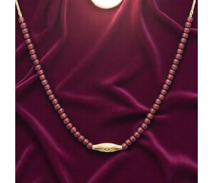 Collier suite de perles naturelles grenat symbole géométrique Plaqué OR 750 3 microns