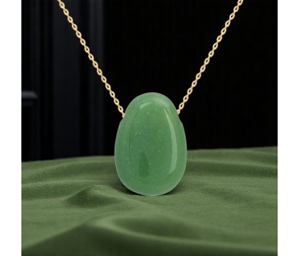 Collier pierre naturelle aventurine verte Plaqué OR 750 3 microns Collier pierre naturelle aventurine verte Plaqué OR 750 3 microns