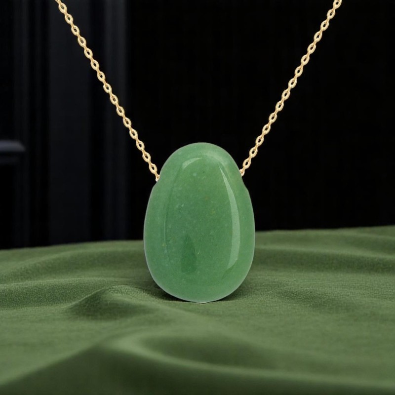 Collier pierre naturelle aventurine verte Plaqué OR 750 3 microns Collier pierre naturelle aventurine verte Plaqué OR 750 3 microns