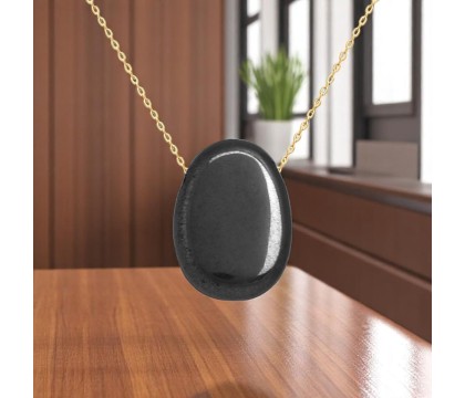 Collier pierre naturelle obsidienne noire Plaqué OR 750 3 microns