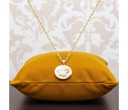 Collier mouton émail coloré blanc Plaqué OR 750 3 microns