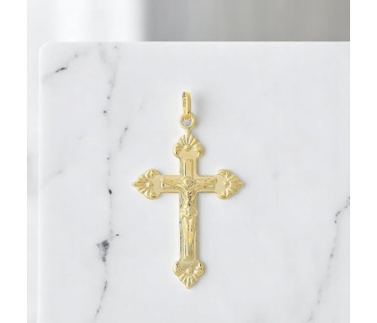 Pendentif croix crucifix Christ Plaqué OR 750 3 microns