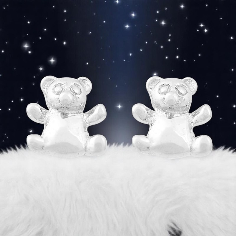 Boucles d'oreilles petit ourson Argent 925 Rhodié
