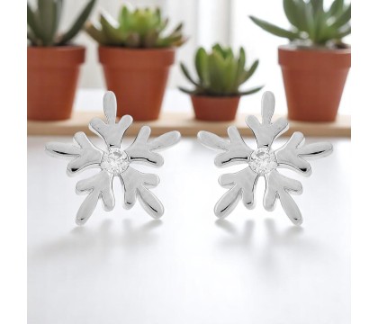 Boucles d'oreilles flocon de neige oxyde de zirconium Argent 925 Rhodié