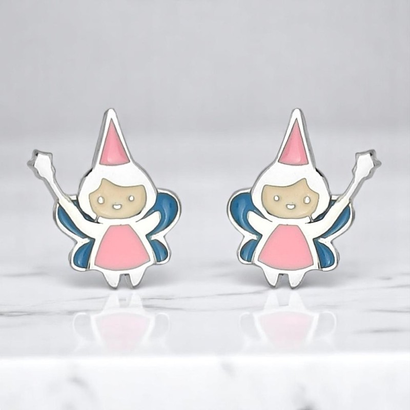 Boucles d'oreilles fée émail coloré Argent 925 Rhodié