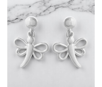 Boucles d'oreilles libellule Argent 925 Rhodié